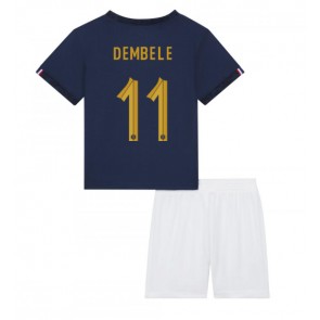 Frankrike Ousmane Dembele #11 Hemmakläder Barn VM 2022 Kortärmad (+ Korta byxor)